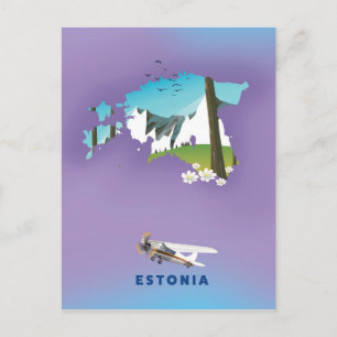Estland Illustriertes touristisches Plakat Postkarte