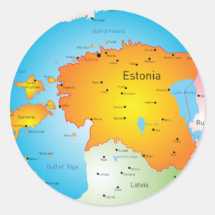 Estland Karte Baltisches Land und Städte Runder Aufkleber
