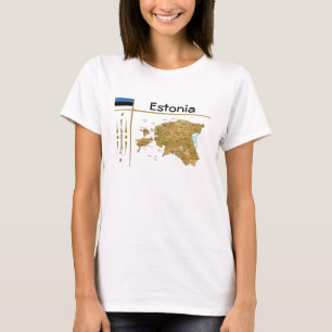 Estland Karte + Flagge + T - Shirt