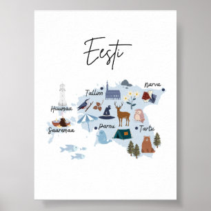 Estland Kartenplakat Poster