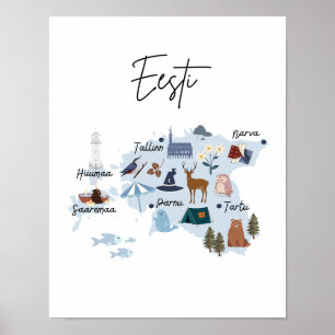 Estland-Kartenposter Poster