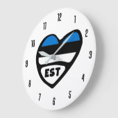 Estland Ländercode EST Flaggenmitte Große Wanduhr (Winkel)