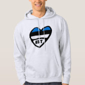 Estland Ländercode Flaggenherz, EST Hoodie (Vorderseite)