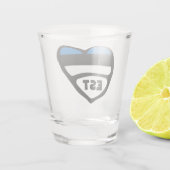 Estland Ländercode Flaggenherz, EST Schnapsglas (Rückseite)