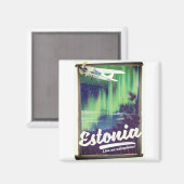 Estland Northern Lights Abenteuerposter. Magnet (Vorderseite/Rückseite)