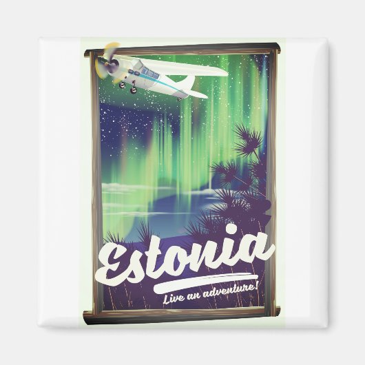 Estland Northern Lights Abenteuerposter. Magnet (Vorne)