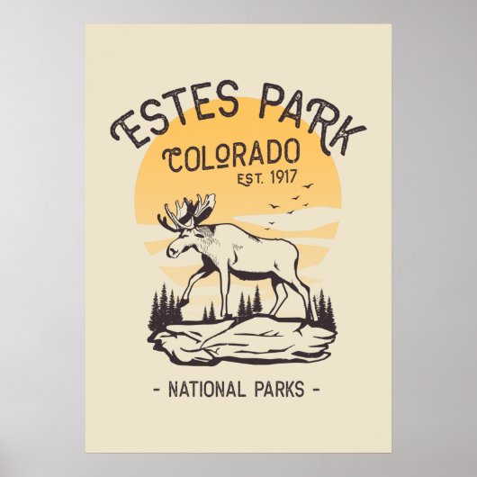Estland Park Colorado Nationalpark Moose Sunset Poster (Vorne)