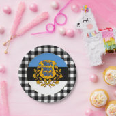 Estland - Platten, Büffel kariert & Estnische Flag Pappteller (Party)