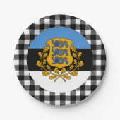 Estland - Platten, Büffel kariert & Estnische Flag Pappteller (Vorderseite)