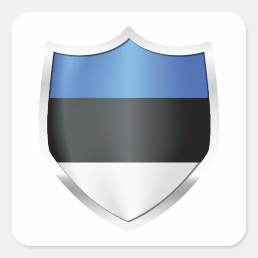 Estland Silver Shield Flag Quadratischer Aufkleber (Vorderseite)