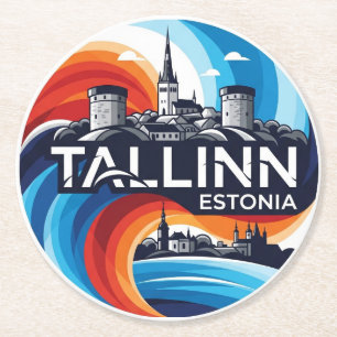 Estland Tallinn Travel Runder Pappuntersetzer