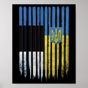 Estland Ukraine Estnisch Ukrainisch Flagge Poster