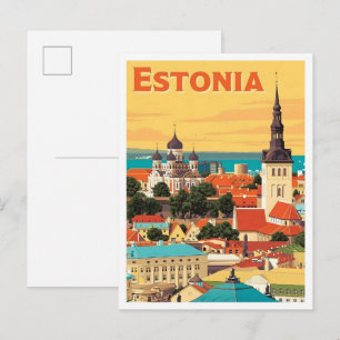 Estland Vintage-Kunst-Reise Postkarte