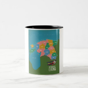 Estland Vintage Reiseposter Karte Zweifarben Kaffe Zweifarbige Tasse