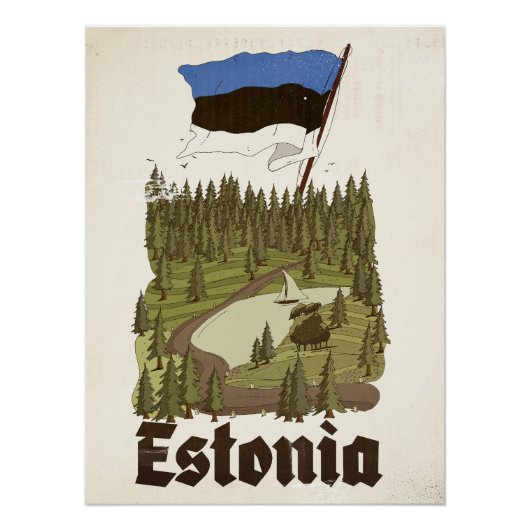 Estland Vintage-Reiseposter Poster (Vorderseite)