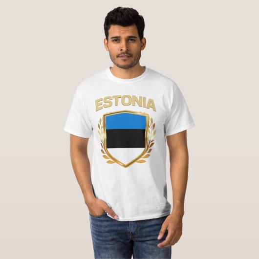Estlands Flaggenschild T-Shirt (Vorne ganz)