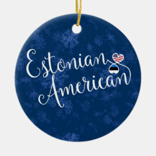 Estnisch American Hearts, Christmas Tree Ornament, Keramik Ornament