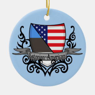 Estnisch-Amerikanische Schild-Flagge Keramikornament