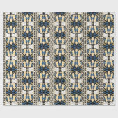 Estnisch blaue und gelbe Blumenkunst Geschenkpapier (Flach)