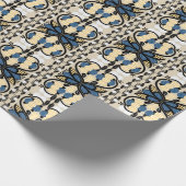 Estnisch blaue und gelbe Blumenkunst Geschenkpapier (Ecke)