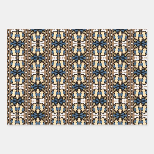 Estnisch blaue und gelbe Blumenkunst Geschenkpapier Set (Vorderseite 3)