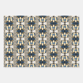 Estnisch blaue und gelbe Blumenkunst Geschenkpapier Set