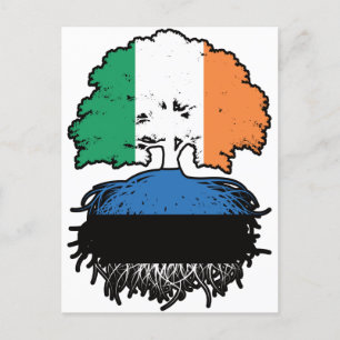 Estnisch Irish Ireland Tree Roots Flag Postkarte