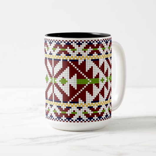 Estnisch Kolga-Jaani National Belt Pattern Zweifarbige Tasse (VorderseiteRechts)