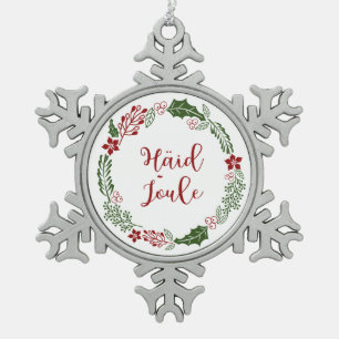 Estnisch MerChristmas Wreath, Häid jõule Schneeflocken Zinn-Ornament