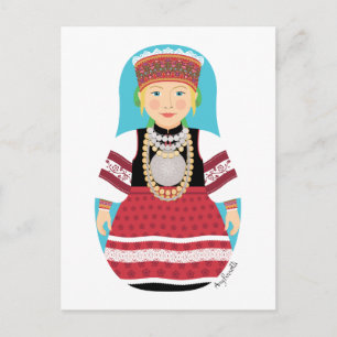 Estnisch, Seto Matryoshka Postcard Postkarte