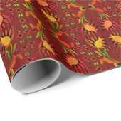 Estnisch Vintage Volkskunst Blumendesign Geschenkpapier (Rolleneckpunkt)