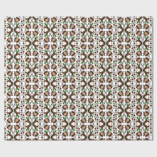 Estnisch Vintage Volkskunst Blumendesign Geschenkpapier (Flach)