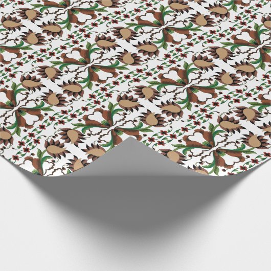Estnisch Vintage Volkskunst Blumendesign Geschenkpapier (Ecke)