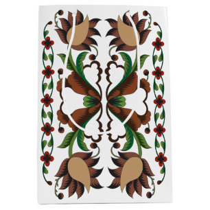Estnisch Vintage Volkskunst Blumendesign Mittlere Geschenktüte