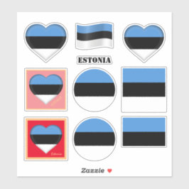 Estnische Aufkleber und estnische Flagge, Herz/Spo