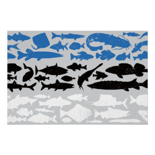 Estnische Flagge - Fischereidesign Poster