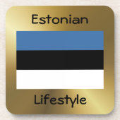 Estnische Flagge+Text-Untersetzer Getränkeuntersetzer (Vorderseite)