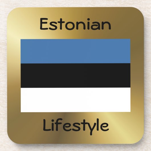 Estnische Flagge+Text-Untersetzer Getränkeuntersetzer (Vorderseite)