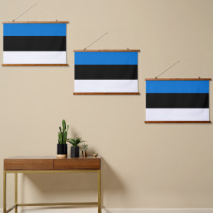 Estnische Flagge Wandteppich Mit Holzrahmen
