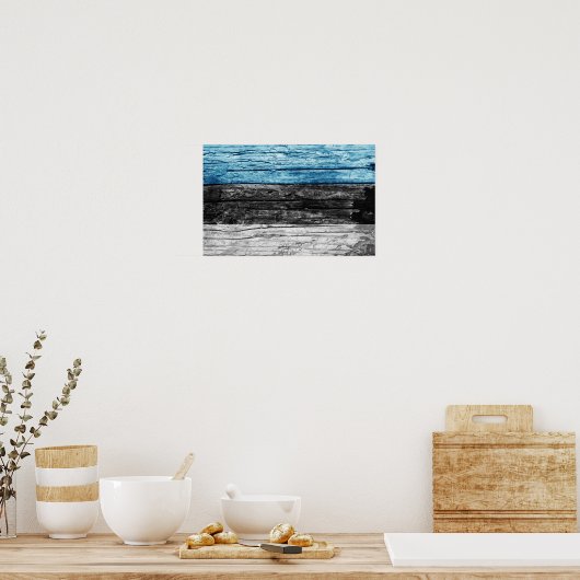 Estnische Holzflagge Poster (Küche)