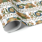 Estnische Vintage Volkskunst Blumenstickerei Geschenkpapier (Rolleneckpunkt)