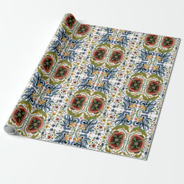 Estnische Volkskunst-Multicolor-Blumenmuster Geschenkpapier