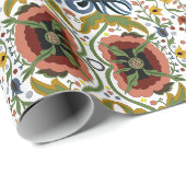 Estnische Volkskunst-Multicolor-Blumenmuster Geschenkpapier (Rolleneckpunkt)