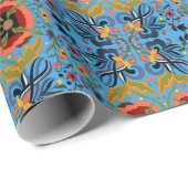 Estnische Volkskunst-Multicolor-Blumenmuster Geschenkpapier (Rolleneckpunkt)