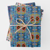 Estnische Volkskunst-Multicolor-Blumenmuster Geschenkpapier Set (Beispiel)