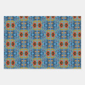 Estnische Volkskunst-Multicolor-Blumenmuster Geschenkpapier Set (Vorderseite)