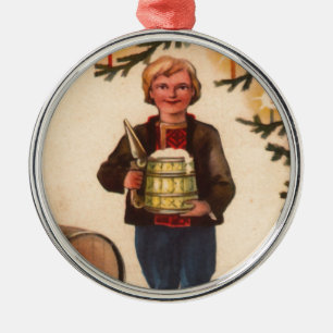 Estnischer Mann mit Bier-Weihnachtsbaum-Verzierung Ornament Aus Metall