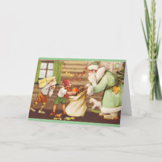 Estnischer Weihnachtsmann + Elf-Weihnachtskarte Feiertagskarte