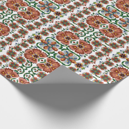 Estnisches antikes Volkskunstdesign mit Blume Geschenkpapier (Ecke)