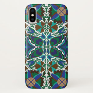 Estnisches Blau Vintage-Volkskunstmuster mit Blume iPhone X Hülle